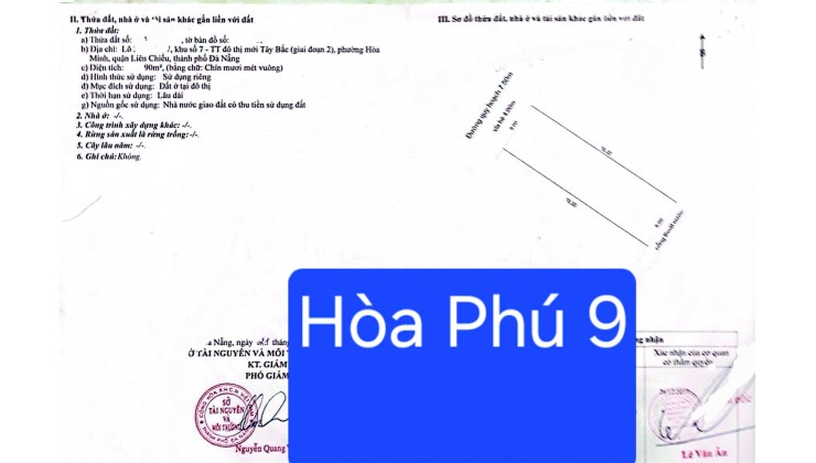 Bán đất đường 7,5m đường Hòa Phú 9 (Gò Nảy 6) - rẽ nhất thị trường
